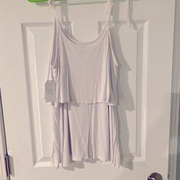 White ribbed layered tank - Picture 3 of 4